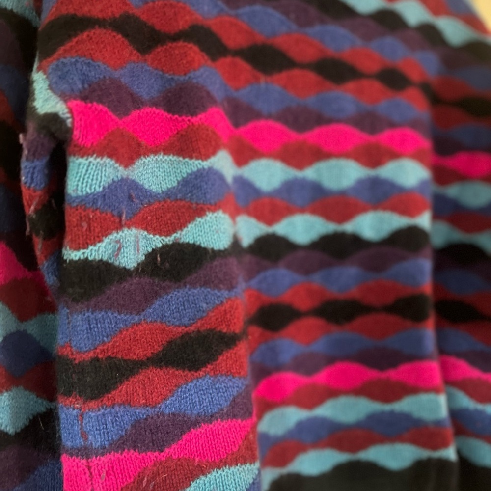 Aqua Multicolor Diamond Pattern Cashmere Sweater … - image 4